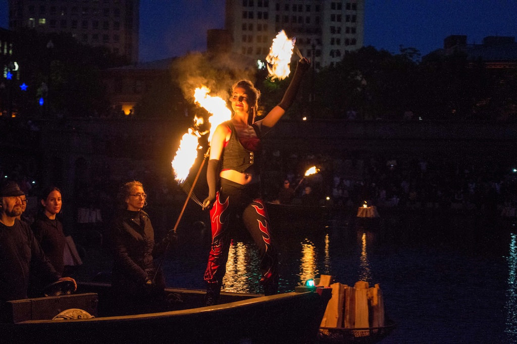 Fire dancers Liz Knights from Cirque de Light. Photo by Jen Bonin.