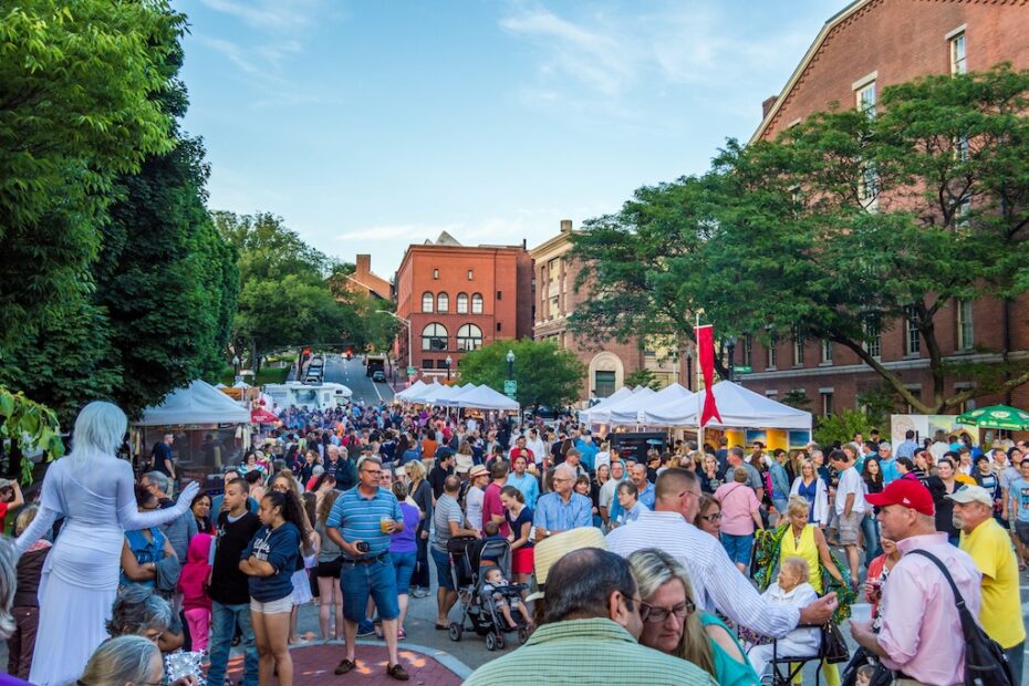 The WaterFire Arts Festival Plaza on Washington Street. Photo by Jennifer Bedford.