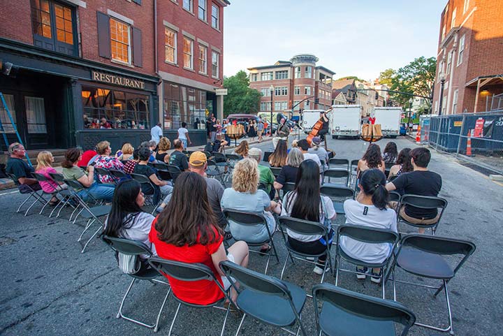 Steeple Street Unplugged at the June 30th, 2018 lighting with Christopher Sadlers and Steven Jobe. Photograph by Erin Cuddigan.