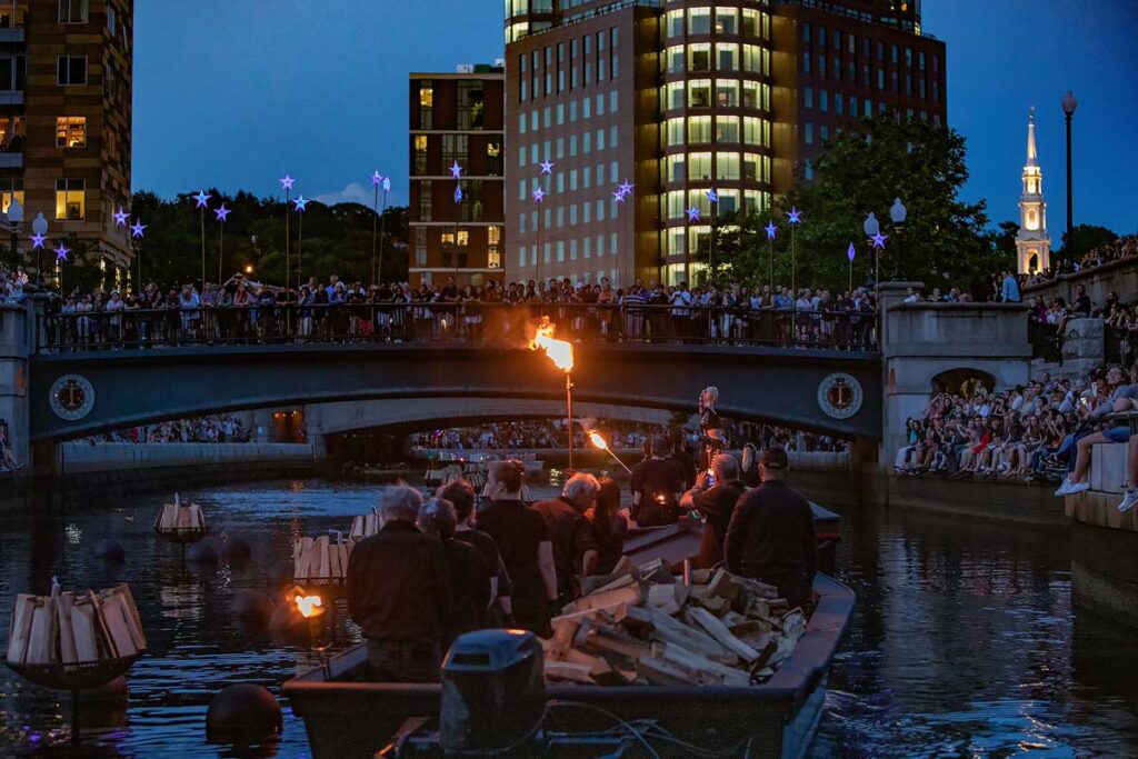 Boat Procession at WaterFire. Photograph by Kevin Murray.