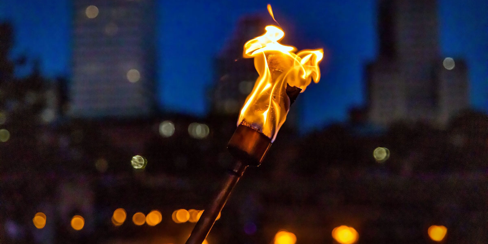 Torch light at WaterFire. Photograph by Jeff Meunier.