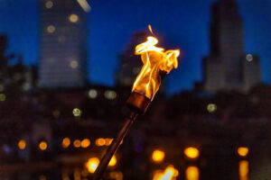 Torch light at WaterFire. Photograph by Jeff Meunier.