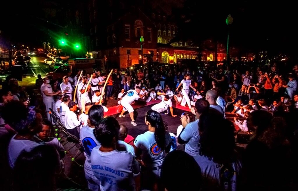 Grupo Ondas Capoeira on College Street in 2021. Photograph by Erin Cuddigan.