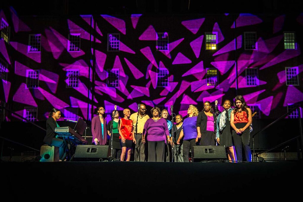 Mixed Magic Theater's Exult Choir on the Steeple Street Stage. Photograph by Jennifer Bedford McFarland.