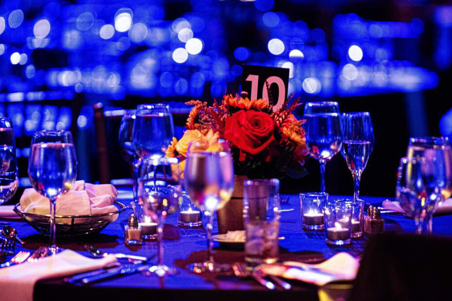 qA table setting at the 7th Annual FireBall Gala Fundraiser. Photograph by Jen Bonin.